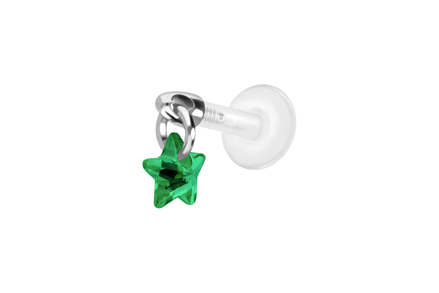 PTFE Labret Piercing mit Innengewinde + Titan-Aufsatz KRISTALLSTERN